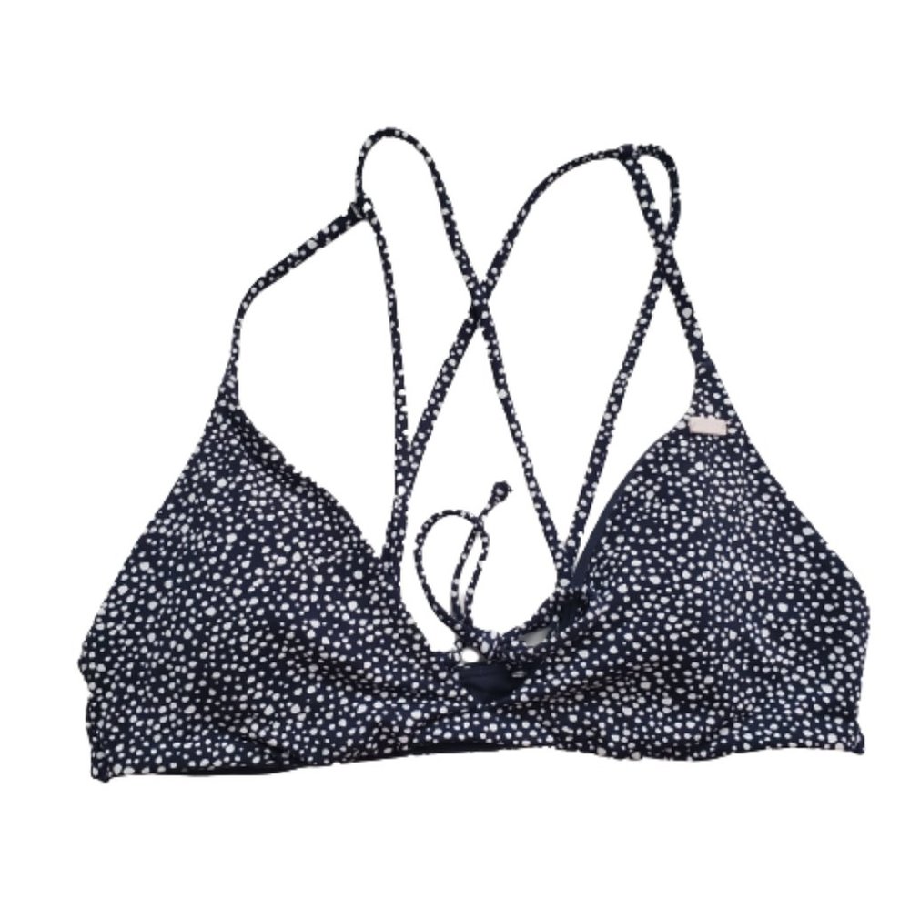 Roxy Navy Blue and White Polka Dot Bikini Top